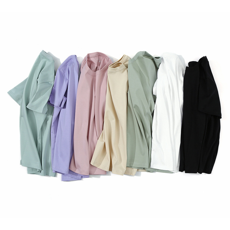 Pima cotton t-shirt for women, mercerized cotton, long-staple cotton, liquid ammonia commuter pure cotton, round neck, slim right shoulder t, short-sleeved bottoming shirt