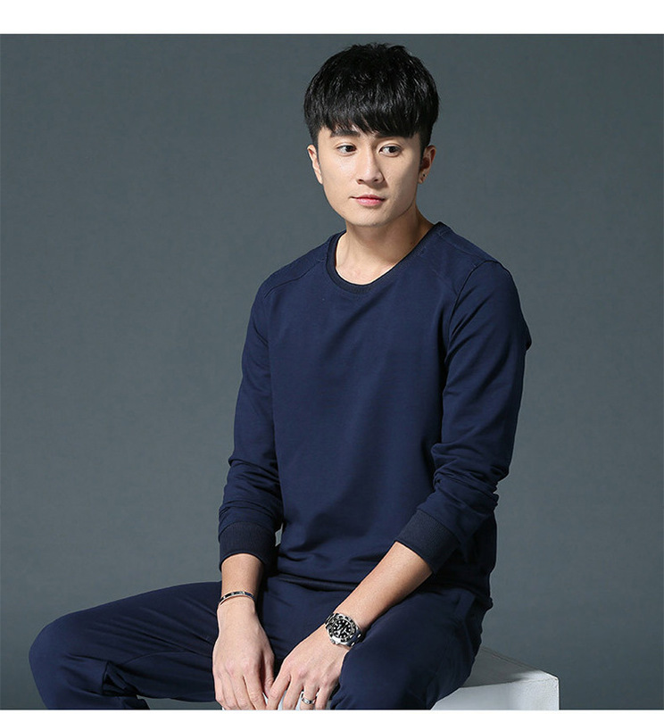 Men's casual suit new youth sweatshirt trousers handsome running sports pocketless two-piece set