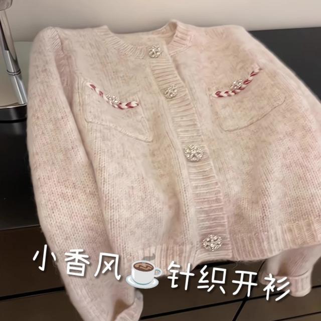 Xiaoxiangfeng sweater knitted cardigan jacket for women in autumn lazy style soft waxy raccoon velvet heavy-duty long-sleeved top autumn and winter