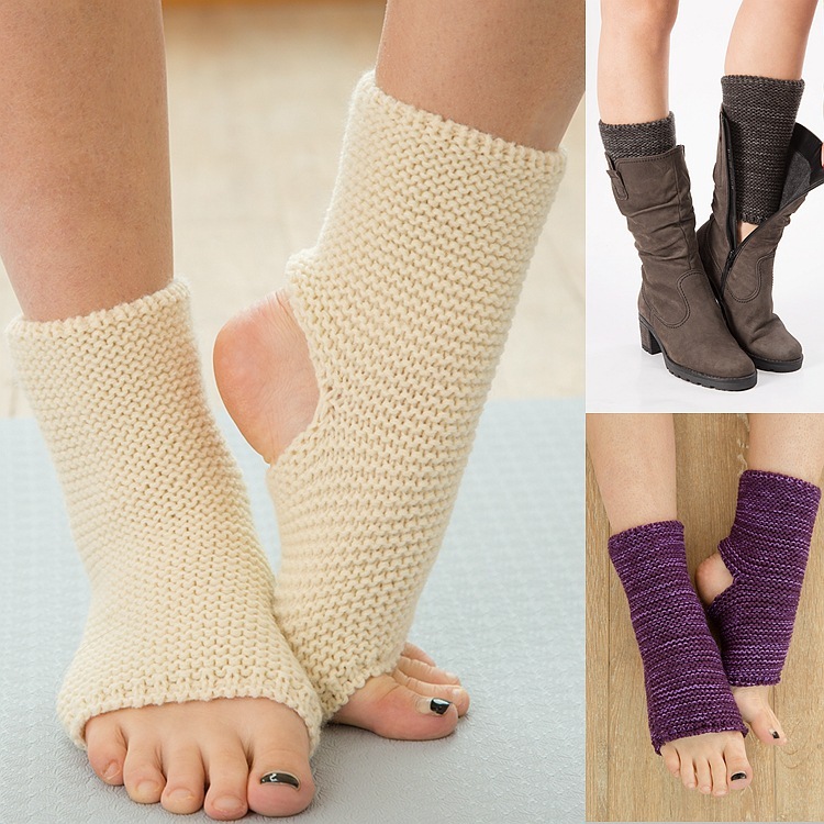 Latin dance socks, foot stepping knitted sports protective leg covers, yoga wool boot covers, mixed color horizontal striped yoga warm socks