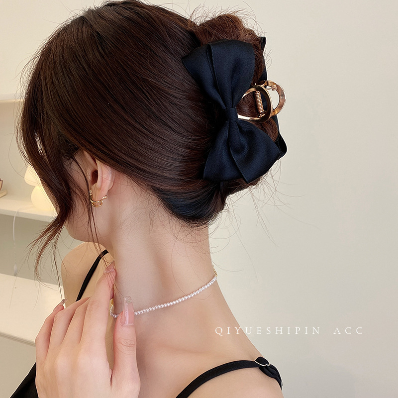 New Korean Dongdaemun temperament bow clip large shark clip elegant hairpin clip headwear