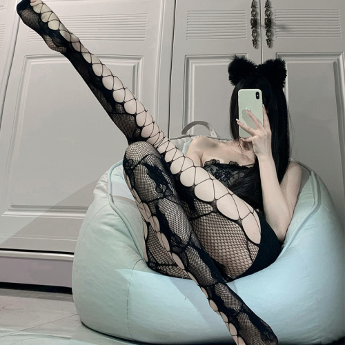 Shuoyao sexy stockings fishnet stockings black side mesh retro rose sexy hollow stockings black stockings