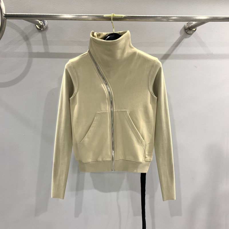 SUBHUMAN women's model丨Dark RO style double line ribbon ribbon diagonal zipper high collar cotton brushed sweatshirt jacket