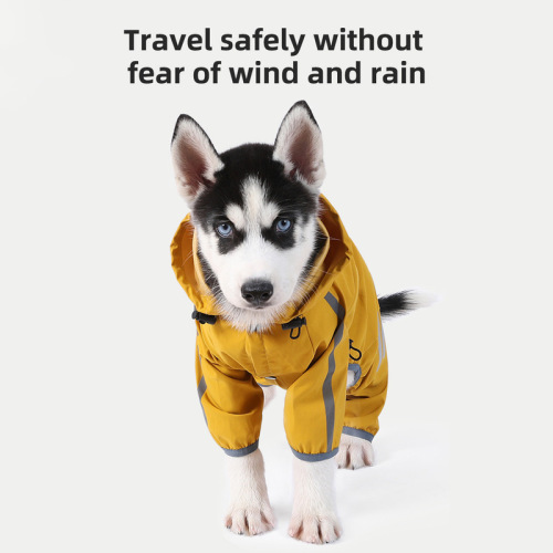Cross-border new pet raincoat hooded big dog poncho waterproof reflective dog raincoat pet clothes