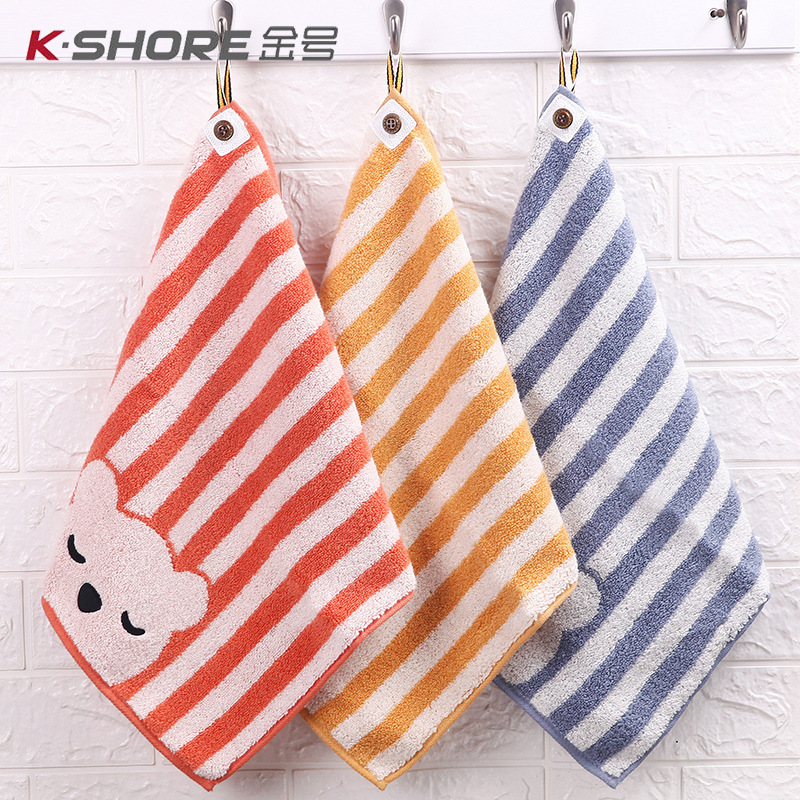 Gold size pure cotton small square children's saliva towel pure cotton hand towel striped bear hanging towel S6131WH