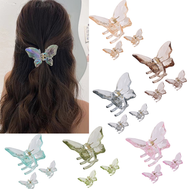 New Cross-Border Amazon Transparent Butterfly Hair Clip Back of Head Hair Clip Shark Clip High Ponytail Clip Hair Accessories