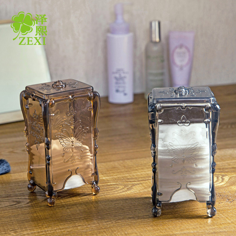 T3286 Desktop cotton pad storage box plastic transparent box creative European cosmetics storage box