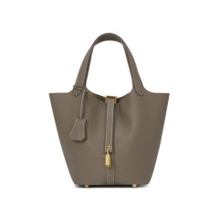 Bags New Vegetable Basket Women's Bag Genuine Leather Bucket Bag Niche High-End Handbag Mom Bag Bride Wedding Bag