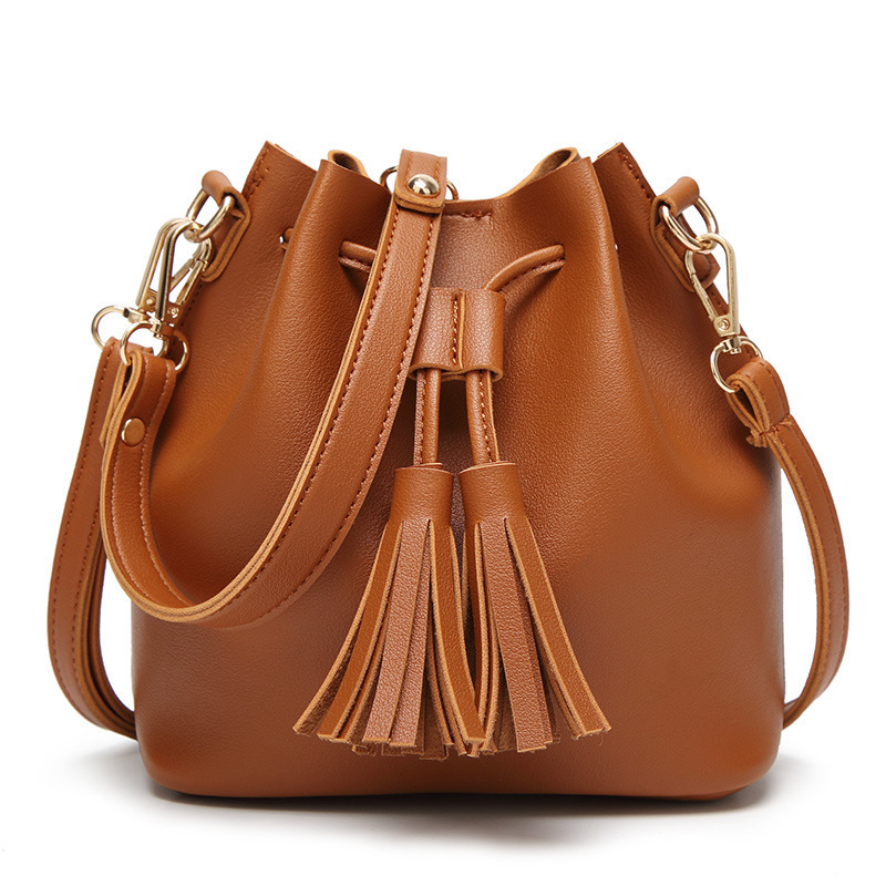 Bags for women new Korean style women's bags fashion trend pu tassel single shoulder diagonal bucket bag women's handbag