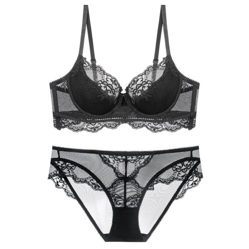 Bra cover French European and American lace push-up side breast collection pure desire female small breast push-up thin bra underwear set
