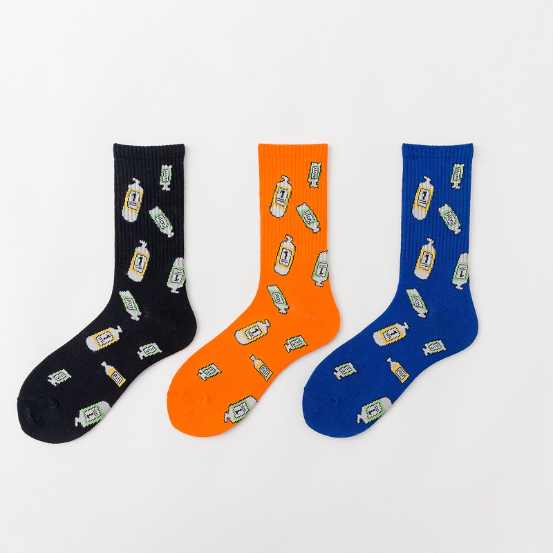 ins new autumn and winter personalized stockings Hong Kong fashion socks socks women's autumn and winter couple mid-tube basketball socks trendy brand