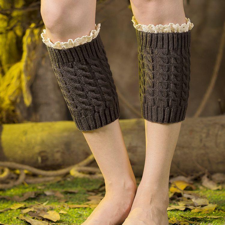 Cross-border special supply of knitted wool leg warmers, warm boot covers, autumn and winter short lace small 8-figure twist socks