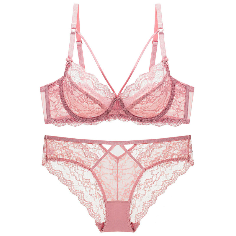 French pure lust lingerie, sexy lace bra set for women, high-end, large breasts, push-up bra, thin style