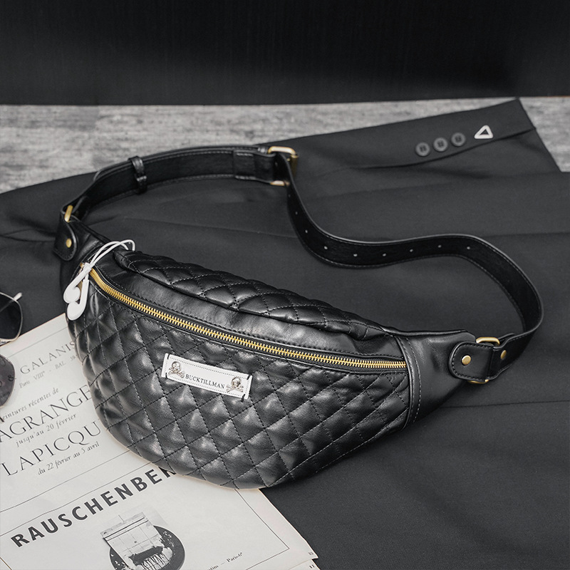 New fashionable and simple chest bag Korean style trendy rhombus multifunctional waist bag men's backpack