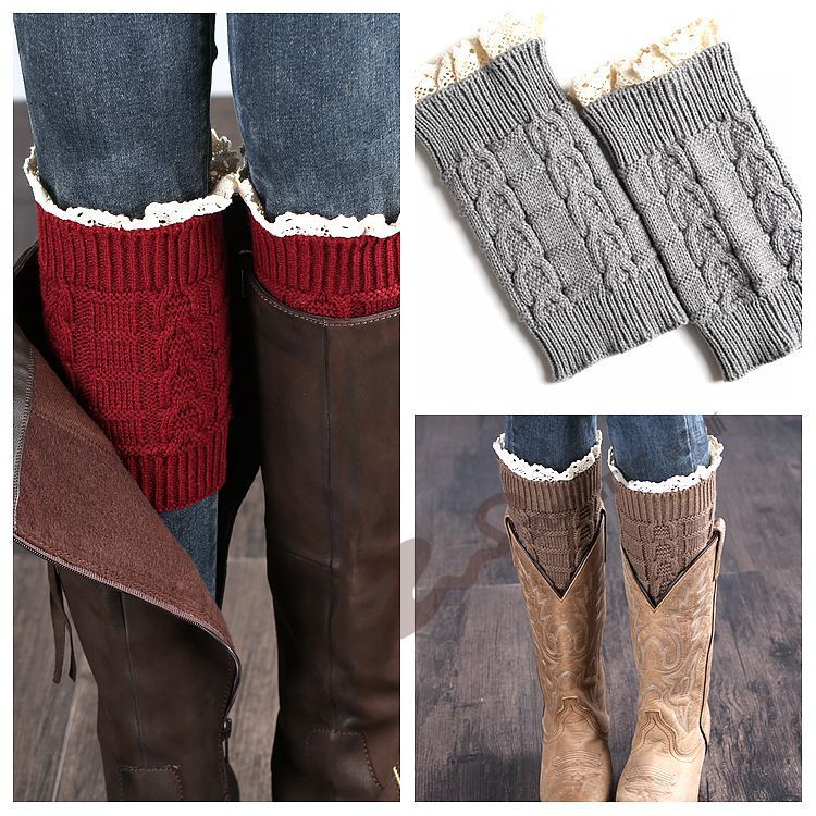 Cross-border knitted wool manufacturer foot covers, warm boot covers, autumn and winter short lace twisted 8-figure socks