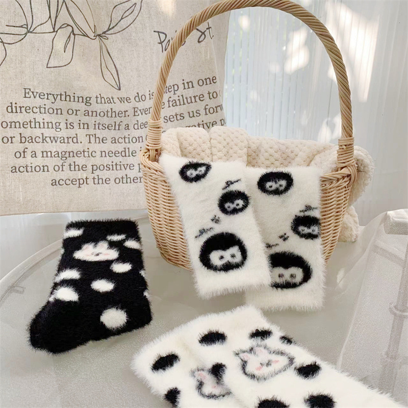 Autumn and winter thickened mink socks for women warm plush home sleeping floor socks soft winter socks for women