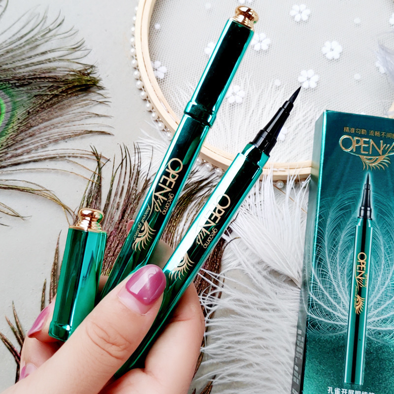 Gemeng Peacock Open Screen Liquid Eyeliner Pen, Long-lasting, Waterproof, Sweat-Free, Easy-to-Draw Colorful Eyeliner Pen