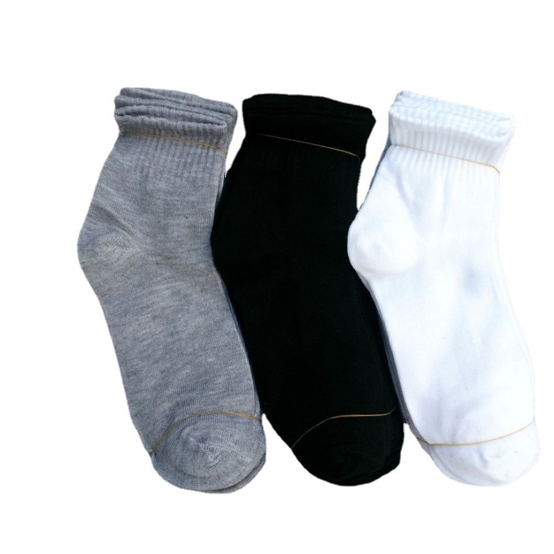 Men's mid-calf socks, autumn black, white and gray floor socks, solid color polyester-cotton mid-calf socks, running arena socks, foot bath floor socks