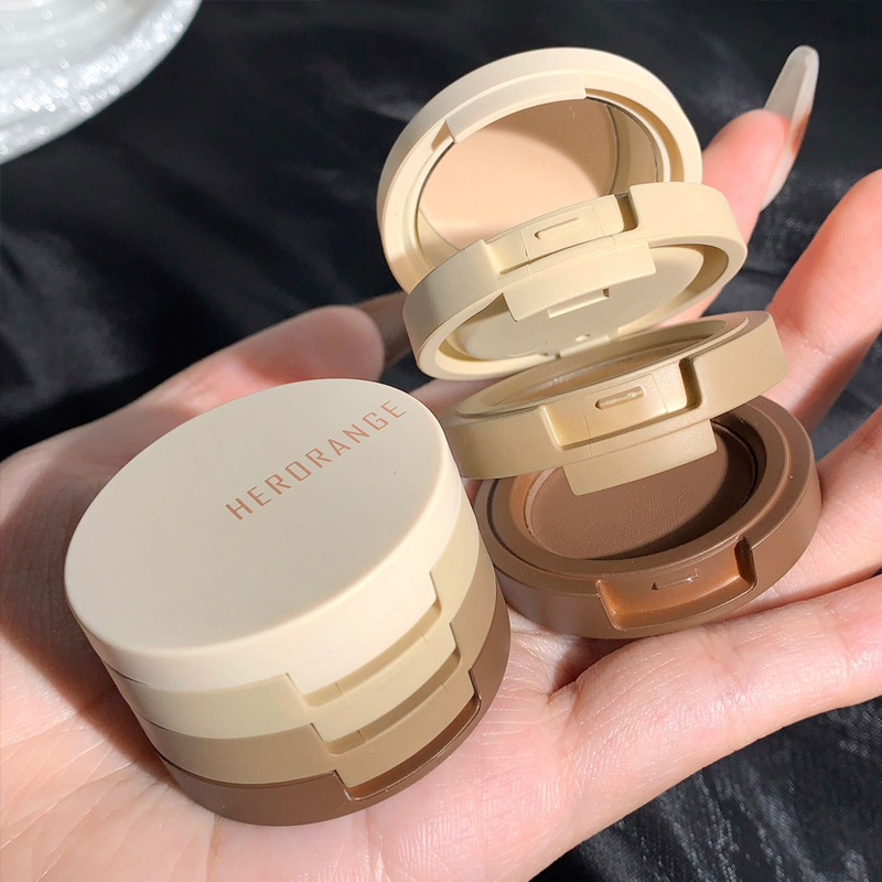 HERORANGE Breeze Floating Three-Color Eyeshadow Pearlescent Glitter Matte Milk Tea Earth Color Eyeshadow Palette for Students