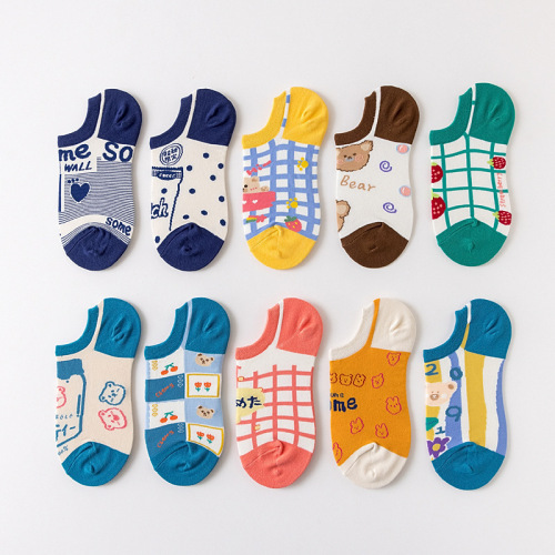 Socks Women's Summer Boat Socks Women's Lolita Cotton Socks Cute Japanese Korean Invisible Socks Cartoon Socks Wholesale
