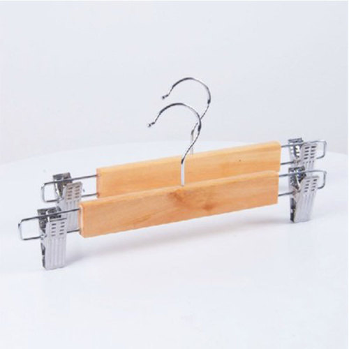 Good home quality solid wood trouser clip skirt rack pantyhose drying not easy to fall off stainless steel clothes hanger