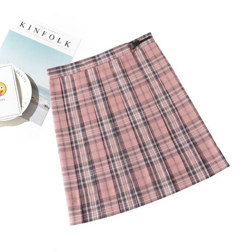 Japanese college high-waisted plaid Valentine's Day & limited edition plaid skirt JK uniform skirt half-length pleated skirt pleated skirt