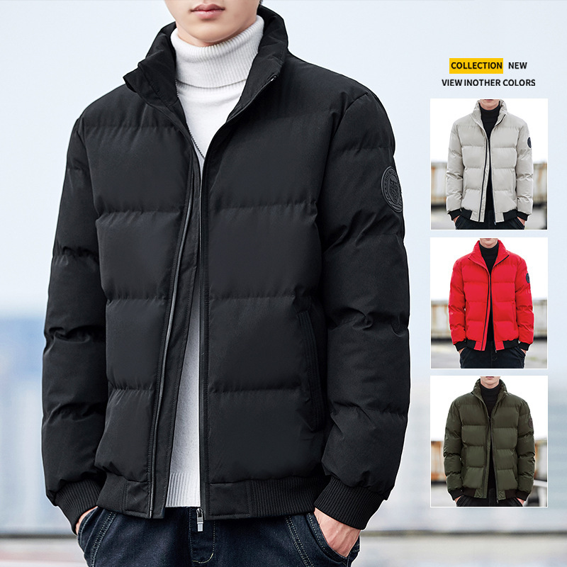 Men's winter new Korean style down cotton coats, winter short coats, trendy thickened stand-up collar cotton jackets