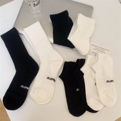 Socks Men's Summer Breathable Sweat-Absorbent Basketball Socks Solid Color Sports Towel Bottom Boat Socks Terry White Women's Socks