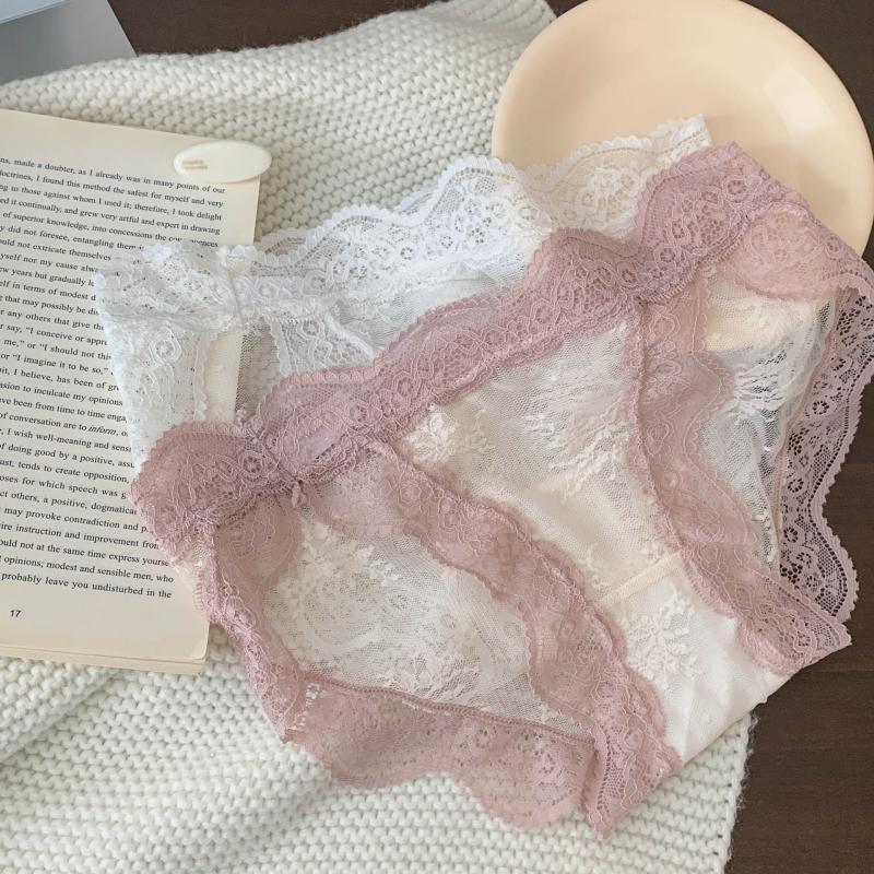 Japanese sweet and sexy lace panties for women, low-waist, breathable and comfortable pure cotton, seamless briefs for women wholesale