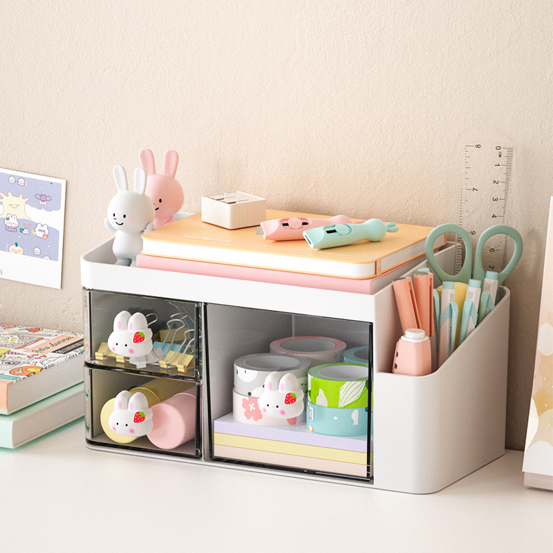 T 3288 Stationery Handbook Student Desktop Storage Box Drawer-Type Organizer Children's Hair Accessories Desk Handbook Pen Holder