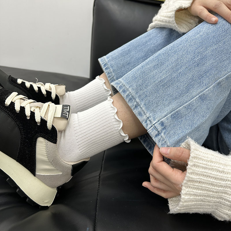 Korean cotton socks autumn and winter new Dongdaemun wholesale socks KIKIYA women's mid-calf socks solid color fungus edge