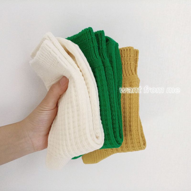 Socks New Autumn and Winter Thickened Solid Color Plaid Wool Mid-Tube Socks for Men Retro White Double Needle Thick Thread Trendy Socks for Women