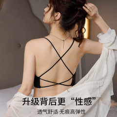 Sexy beautiful back anti-exposure wrapped chest top hot girl underwear women's summer thin push-up anti-sagging bra