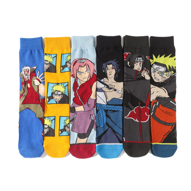 Men's cotton women's cartoon personality trendy socks mid-calf socks trendy anime socks manga socks Naruto socks