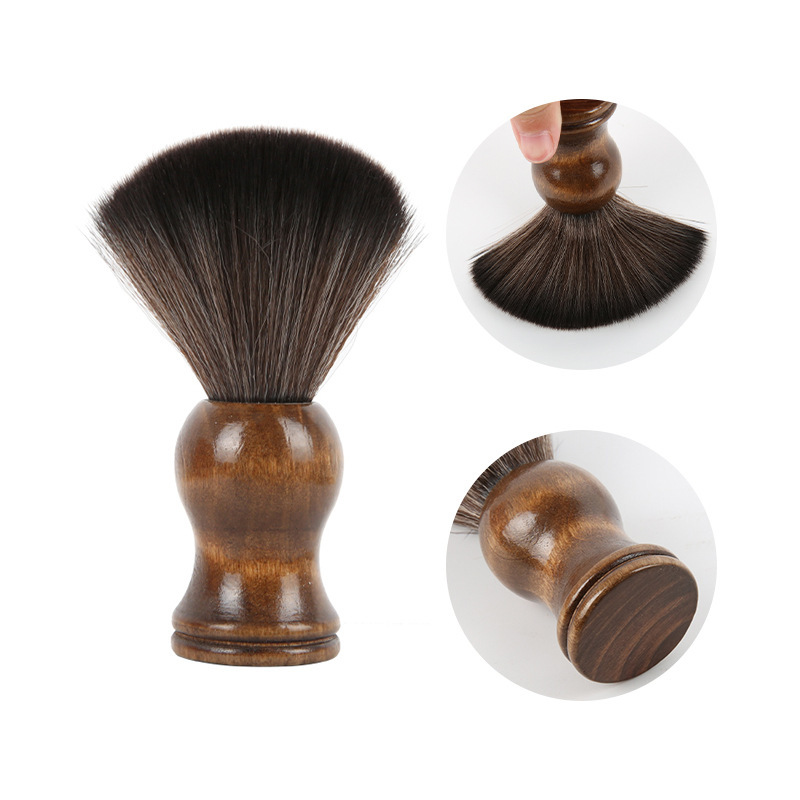 Haorui barber sweeping brush camphor wood grip soft bristled hair brush hair salon neck cleaning soft skin-friendly hair salon brush