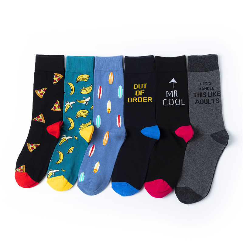 Men's cross-border socks mid-tube supply men's cotton women's text personalized trendy business socks manufacturers European and American style wholesale socks