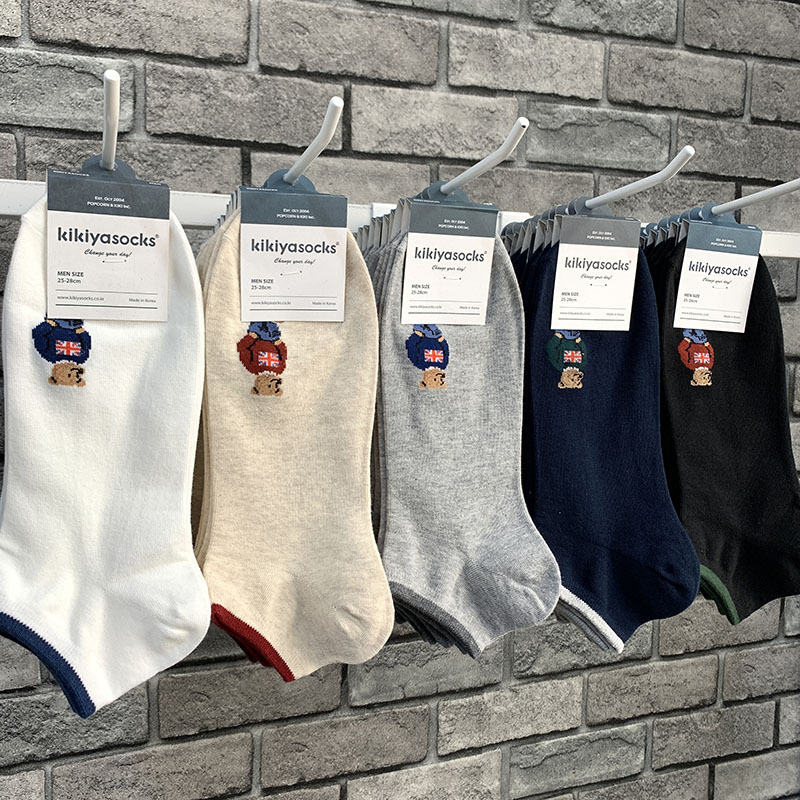 Men's spring and summer new style Korean Dongdaemun wholesale Mr. Bear cartoon simple style short socks four seasons socks