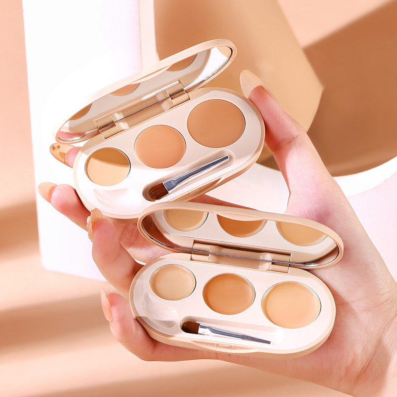 NOVO5439 three-color concealer covers acne marks, dark circles, freckles, facial contouring and brightening multi-color concealer palette