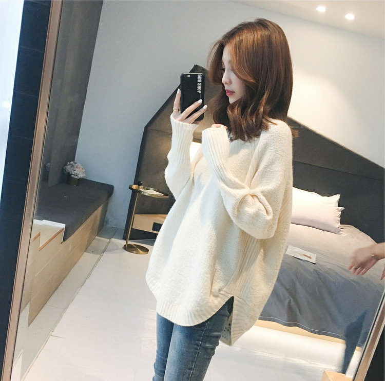 Autumn and winter new Korean version V-neck bottoming sweater long-sleeved thickened top female Internet celebrity design outer sweater