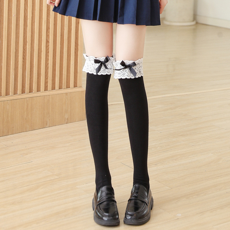 jk thigh socks mid-calf socks lace slim bow over-the-knee socks lolita lolita beautiful leg stockings