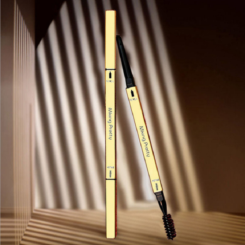 Small gold bar double-headed eyebrow pencil small gold chopsticks for female beginners waterproof and sweat-proof ultra-fine natural long-lasting triangular eyebrow pencil