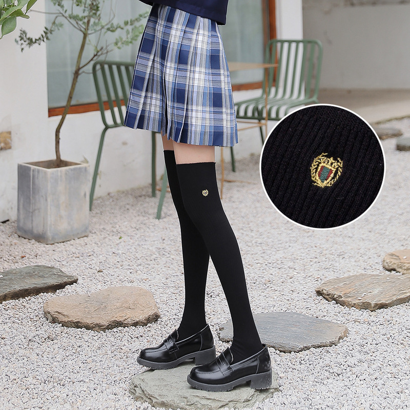 Stockings badge socks embroidered women's socks over the knee socks autumn and winter jk high socks stockings cotton thigh socks student socks