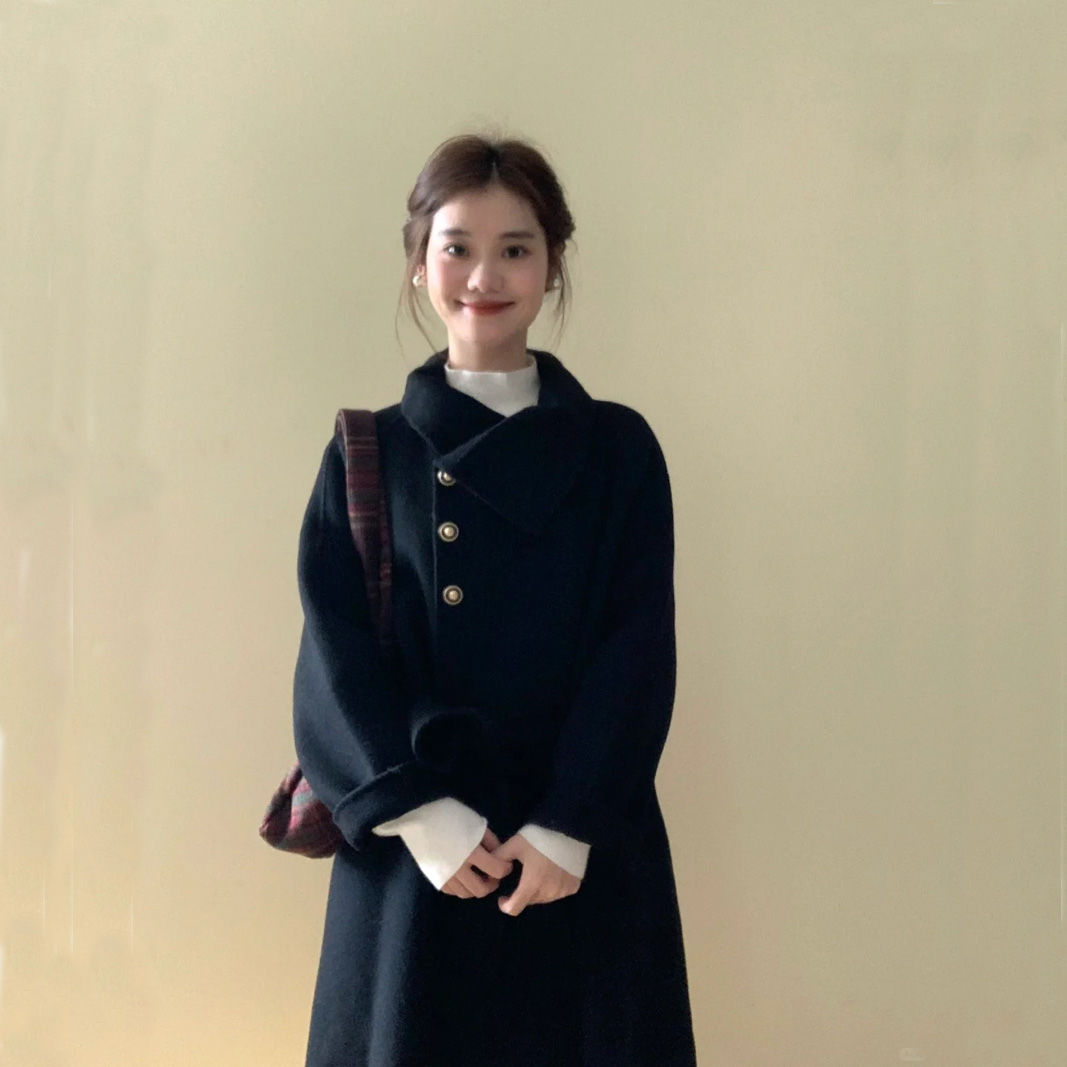 2023 new woolen coat women's coat winter Korean style woolen mid-length autumn and winter high-end Hepburn style
