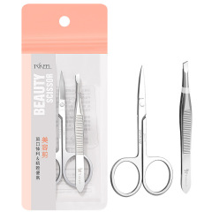 Chuan Qier eyebrow trimming set eyebrow scissors + eyebrow clip 2-piece set stainless steel tweezers eyebrow clip beauty scissors eyebrow trimming scissors