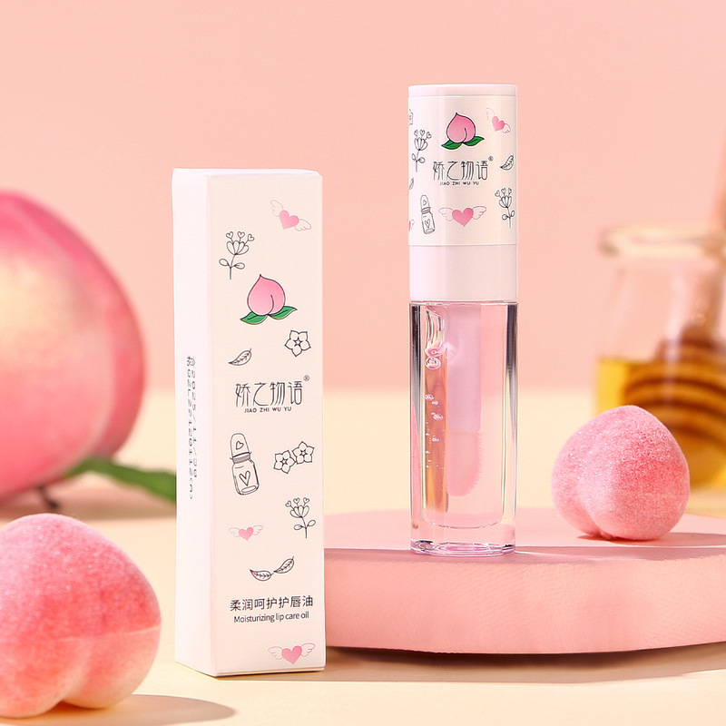 Jiaozhidao soft care lip oil, repair and lighten lip lines, long-lasting moisturizing and moisturizing honey peach lip glaze