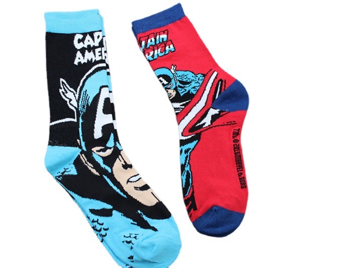 Cotton wholesale men's Captain America cartoon men's socks mid-calf anime socks women's trendy socks European and American trendy personality socks