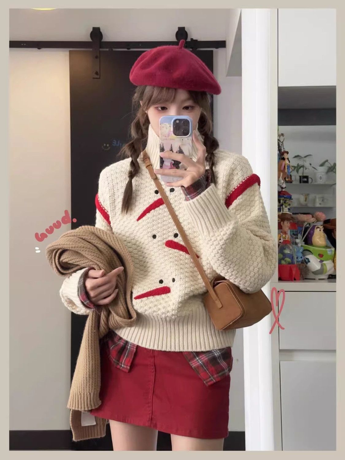 Interesting design, snowman knitted sweater, lazy and cute turtleneck sweater for women, new autumn and winter Korean style age-reducing top trend