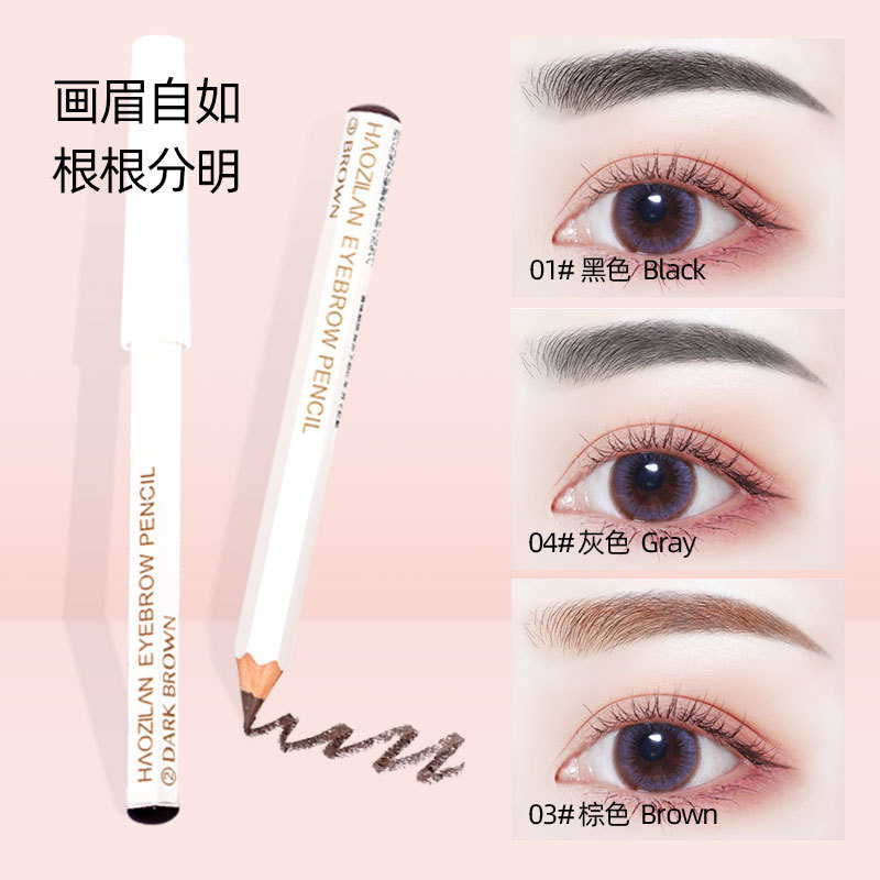 Internet celebrity same style hexagonal eyebrow pencil wooden pole short portable pencil type waterproof and sweat-proof long-lasting color beginner makeup