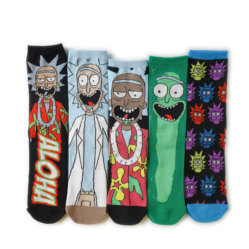 Wholesale men's cotton cartoon Rick and Morty women's mid-calf socks trendy foreign trade ins socks anime character socks