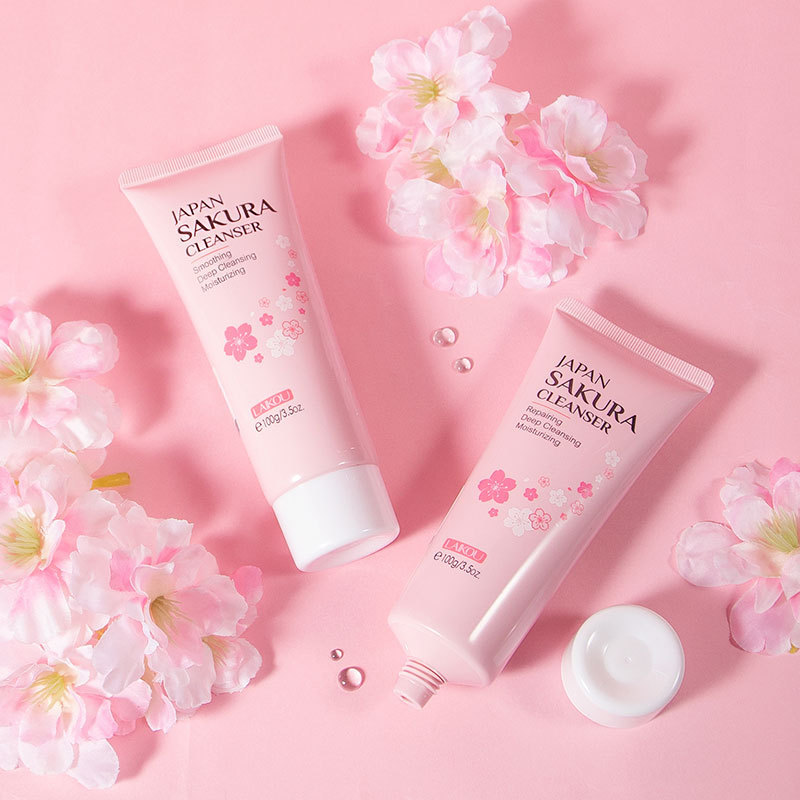 Cross-border LAIKOU Sakura Facial Cleanser 100g Hydrating and Moisturizing Cleansing Pores Hydrating Facial Cleanser Wholesale